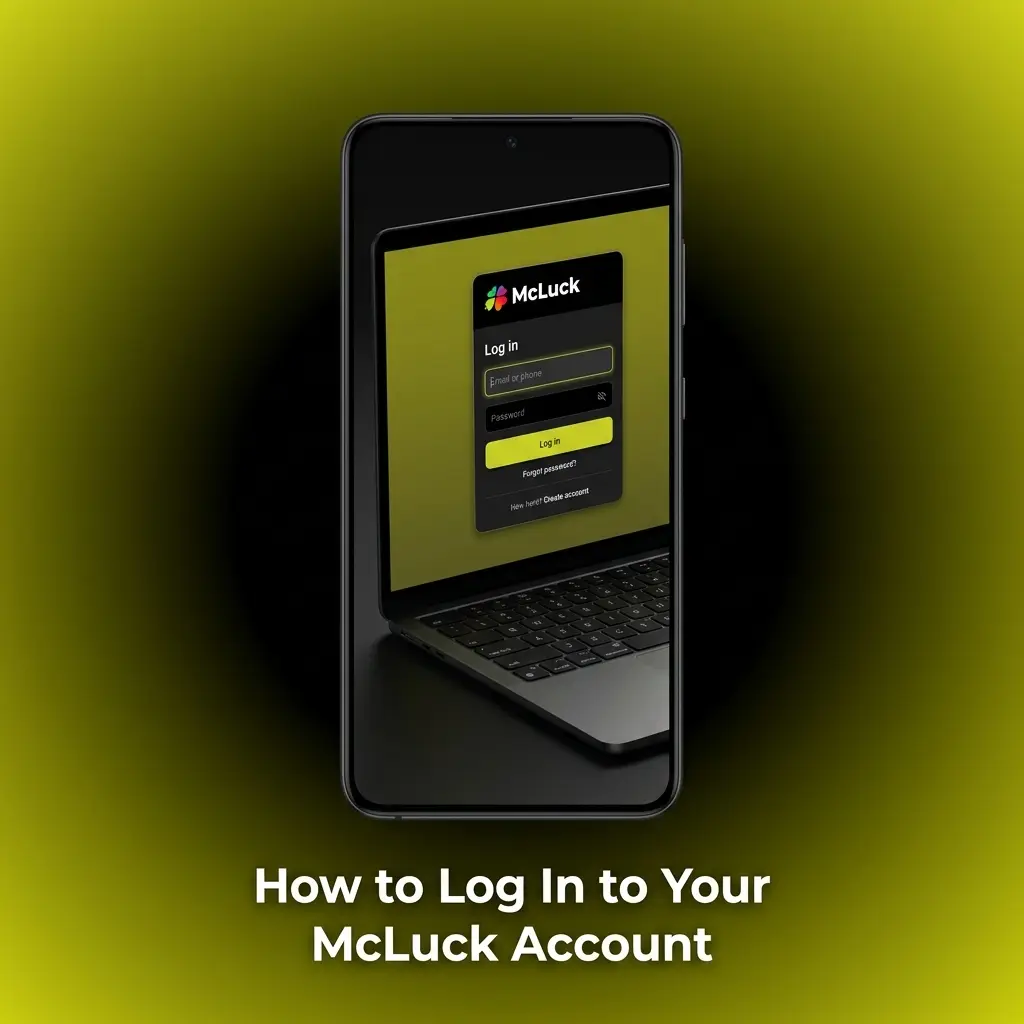 McLuck account login page showing email password fields Log In button and social login options for Google and Facebook