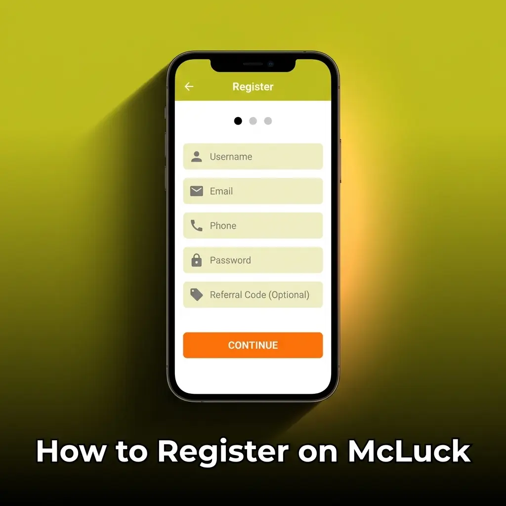 McLuck registration form showing sign-up steps to claim GC 7,500 and FREE SC 2.5 welcome bonus