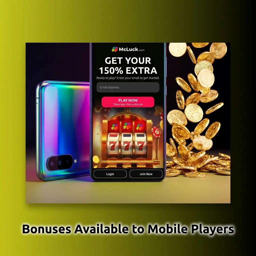 McLuck mobile app bonuses showing GC 7,500 and SC 2.5 welcome offer with promotions tab displaying current rewards