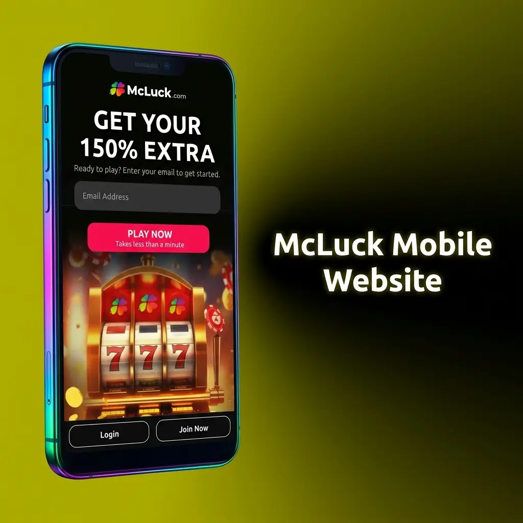 McLuck mobile website interface on smartphone browser showing casino games and sportsbook with touch-optimized layout