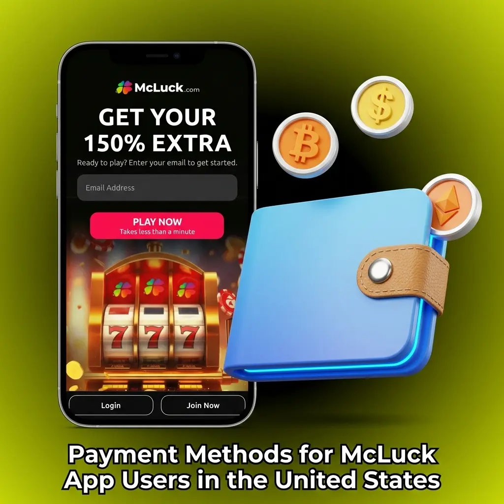 McLuck app payment methods including Visa, Mastercard, PayPal, Skrill, ACH transfer, and online banking for US users